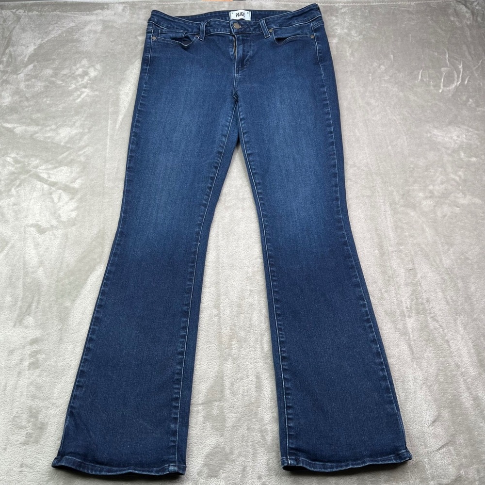 Paige Manhattan Giselle Jeans Womens 32‎ Dark Blue Solid Stretch Bootcut Flare